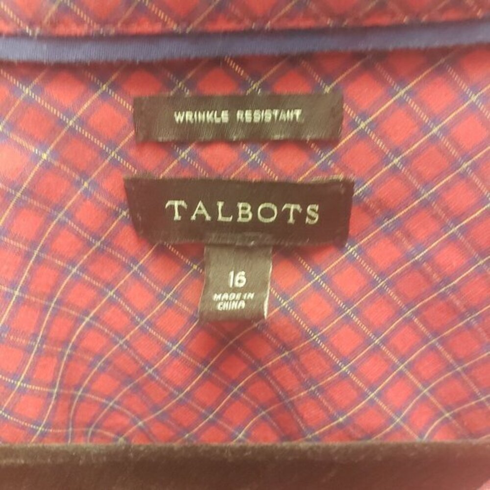 Talbots Womens Button Long Sleeved Collared Shirt Size 16 Red Plaid Pre-Owned - Picture 6 of 9